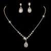 Brilliant Full Diamond Zircon Water Drop Necklace Eardrop Jewelry Set
