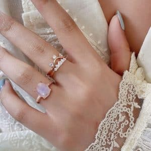 Trendy Fashion Exquisite Multi-layer Moonstone Rose Gold Ring