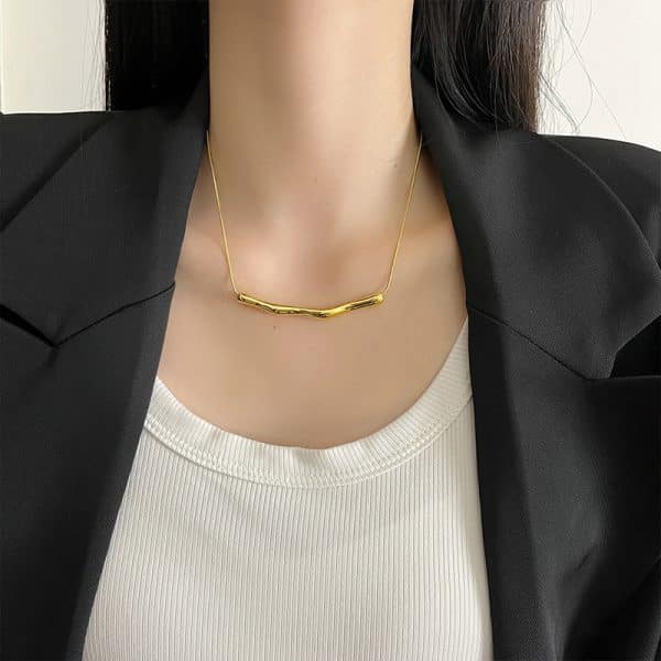 Women's High-grade Irregular Pleated Titanium Steel Necklace