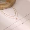 Double-layer Six-pointed Star Rhinestone Pearl Stainless Steel Necklace 18K Gold Plating Ins Design Sense