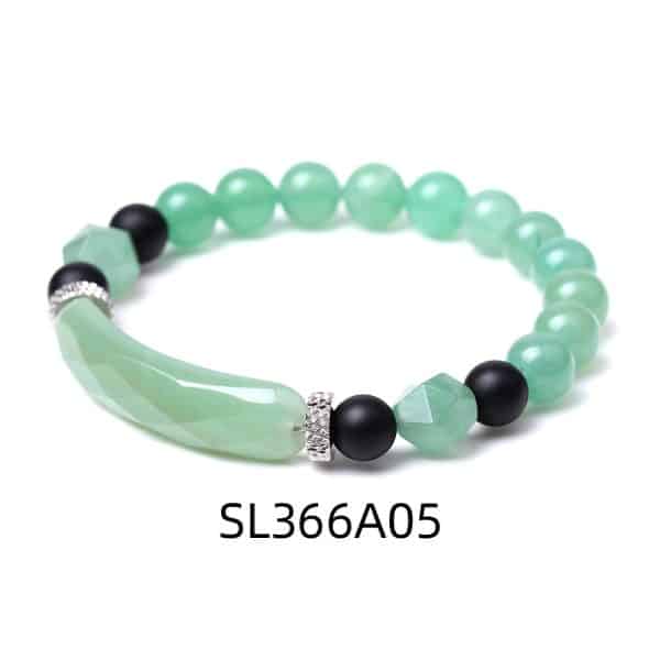 Black Agate Diamond-shaped Cut Bracelet For Women