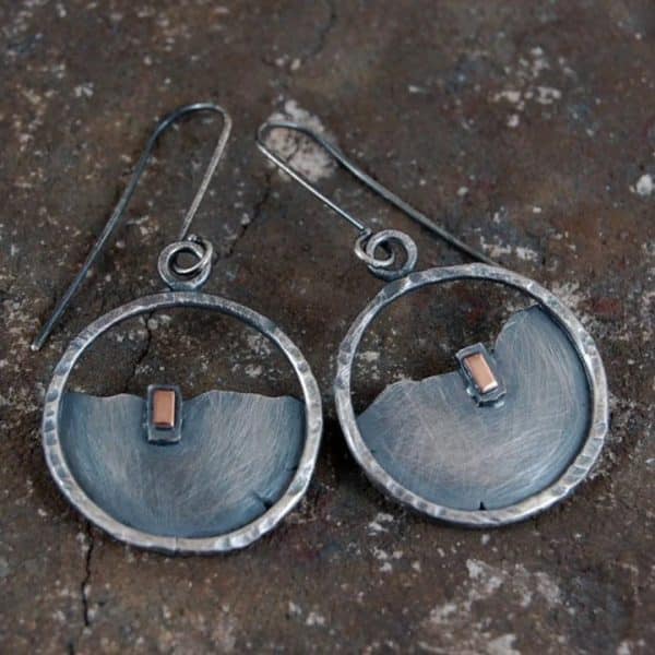 Mid-ancient Hollow Circle Metal Drop Earrings Inlaid Earrings