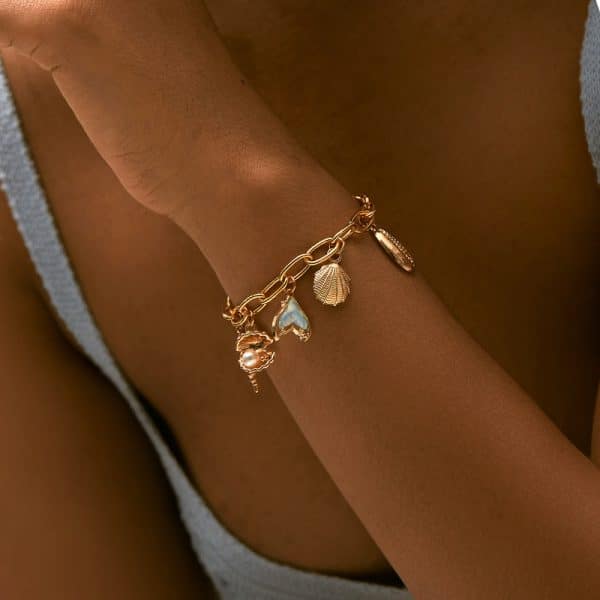 Copper Plating 18K Real Gold Color Retaining Bracelet Retro High Sense Handmade Pendant Bracelet