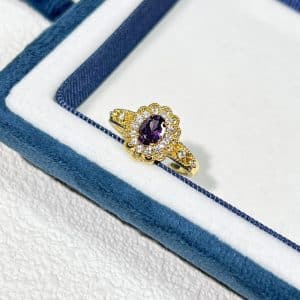 Light Luxury Exquisite Cross-border Super Fairy Sweet Cool Purple Diamond Ring