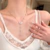 Titanium Steel No Fading Irregular Pearl Dripping Butterfly Necklace