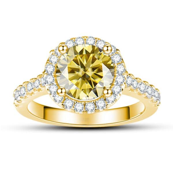 1 Karat 65mm Color Moissanite Ring Gold Ring Shank S925 Sterling Silver Moissanite