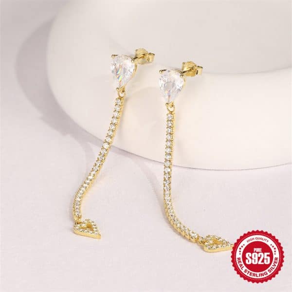 Women's Heart Trendy Water Drop Zircon Earrings