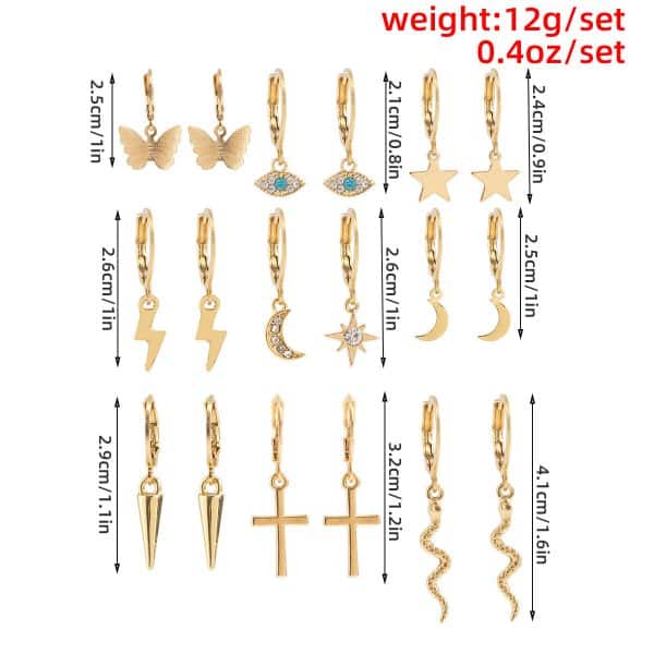European And American Cross-border Simple Cross Butterfly Set Earrings
