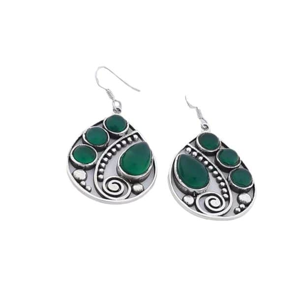 Artistic Retro Bohemian Drop-shaped Emerald Earrings