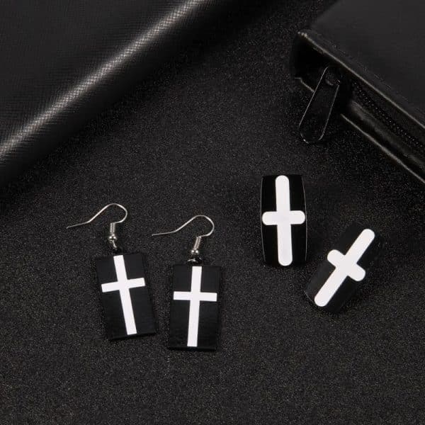 Anime Metal Rectangle Cross Drop Earrings Stud Earrings