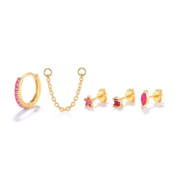 S925 Sterling Silver Fashion Personality Stud Earrings Set