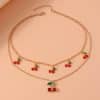 New Cute Sweet Double Layer Cherry Necklace