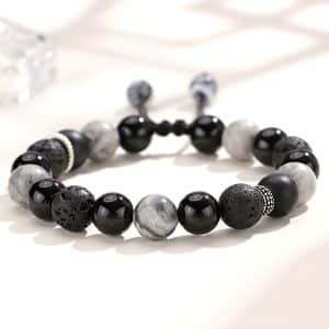 Black Agate Map Stone Men's And Women's Bracelet Niche High Sense