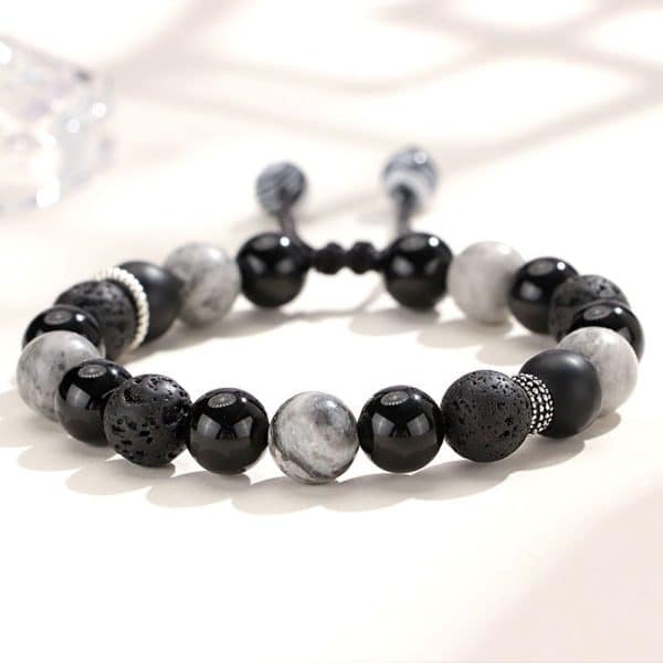 Black Agate Map Stone Men's And Women's Bracelet Niche High Sense