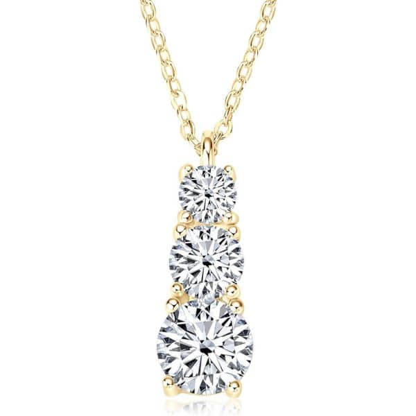 Female Geometric Three-Life Stone Pendant Zircon Inlaid
