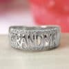 Three-row Combination Geometric Round Four-claw Inlaid Ring