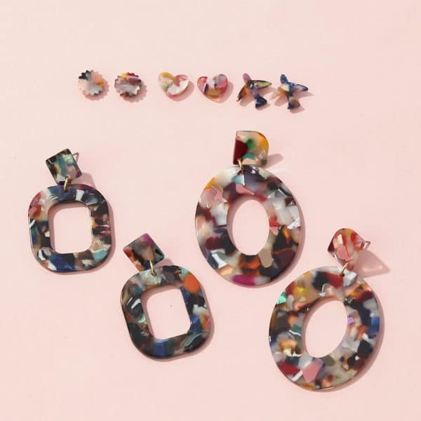 Earrings Set Personality Temperament Acrylic Fashion Exaggerated Jewelry Irregular Color Pendant Earrings