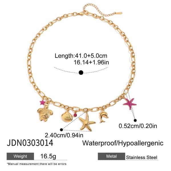Dolphin Shell Turtle Dripping Five-pointed Star Necklace