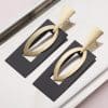 Vintage Geometric Frosty Metal Drop Earrings