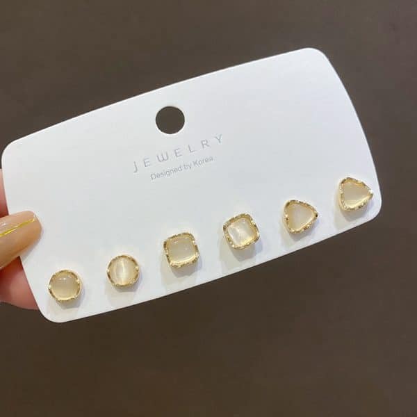 Women's Fashion Simple Silver Pin Earrings Set