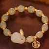 Women's Green Lucky Jade Black Hand Bracelet