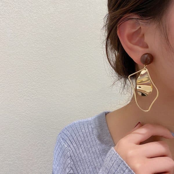 925 Silver Needle Irregular Oil Drop Earrings Simple