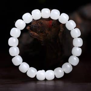 White Jade Barrel Beads Men's And Women's Bracelet
