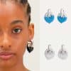 Women's Statement Contrast Enamel Drop Earrings