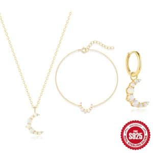 Fashion Moon Necklace Bracelet Earrings Set