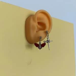 Stainless Steel Studs Asymmetric Set Of Crosses