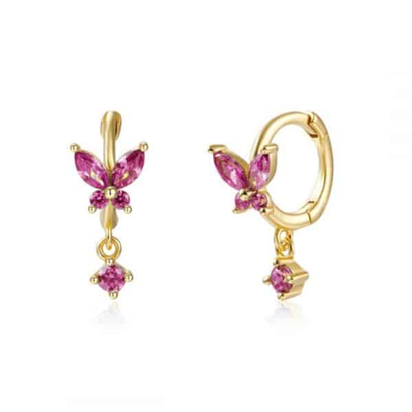 S925 Silver Needle Set Zircon Butterfly Earrings