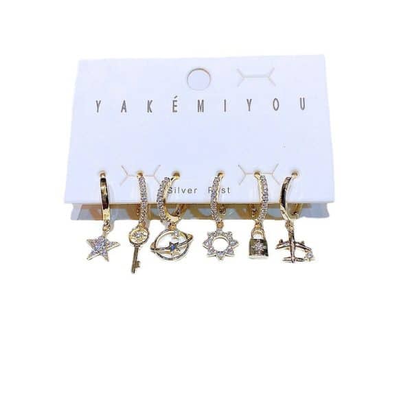 High-end Korean Style Korean Earrings 6-piece Simple Set