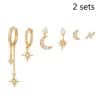 18k Star Moon Asymmetric Earrings 6-piece Set