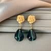 Water Drop Resin Niche Retro Stud Earrings Female