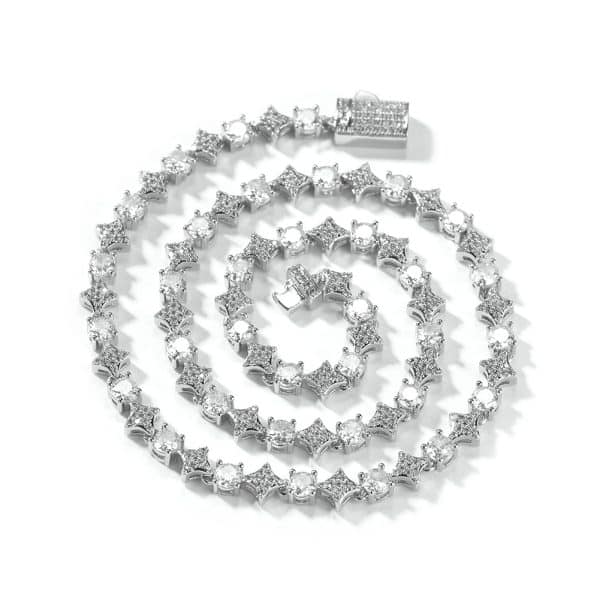 Fashion 6mm Star Zircon Tennis Chain Necklace For Men