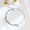 Simple S925 Sterling Silver All-match Heart Double-layer Bracelet