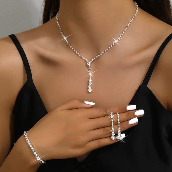 Fashion Elegant Wedding Bridal Gown Photography Jewelry Earrings Necklace, Bracelet Set