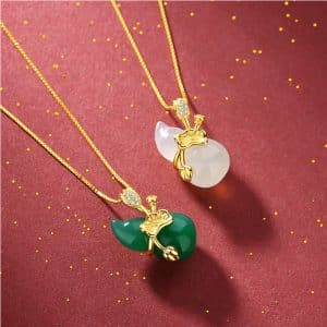 Lotus Leaf Gourd Necklace Silver National Style High-grade Natural Chalcedony