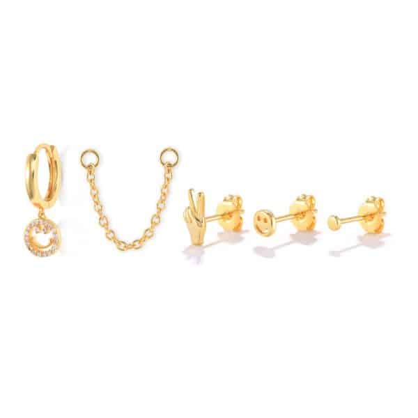 S925 Sterling Silver Fashion Personality Stud Earrings Set