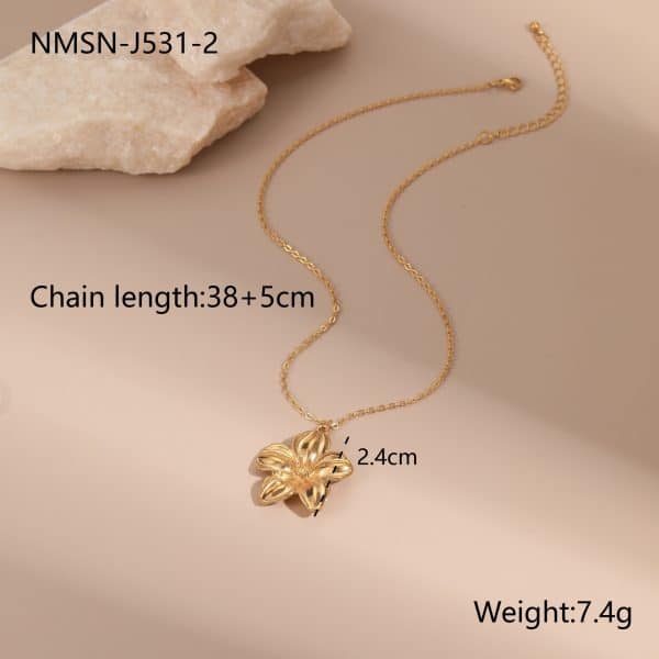 European And American Dignified Flowers Necklace Titanium Steel Earrings Open Ring