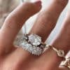 Women's Fashion Mosaic Oval Zircon Elegant Ring Three-piece Set