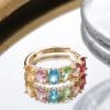 Women's All-match Simple Retro Color Zircon Ring