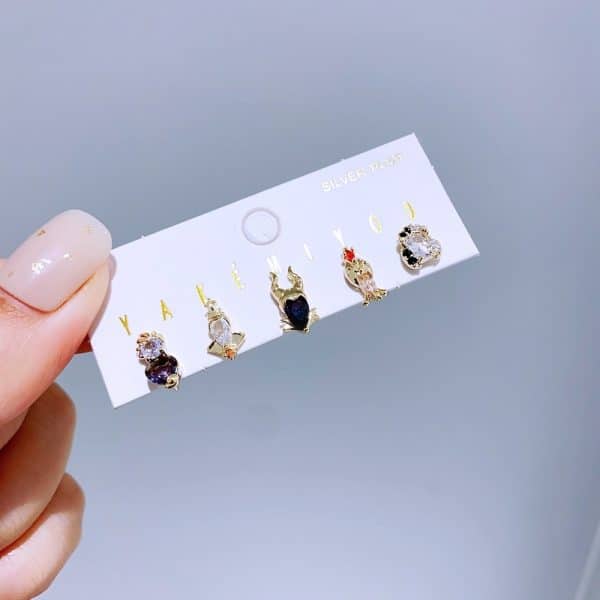 Zircon Earrings 5-piece Set