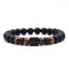 Micro-inlaid Zircon Hexagonal Natural Stone Tiger's Eye Volcanic Stone Bracelet