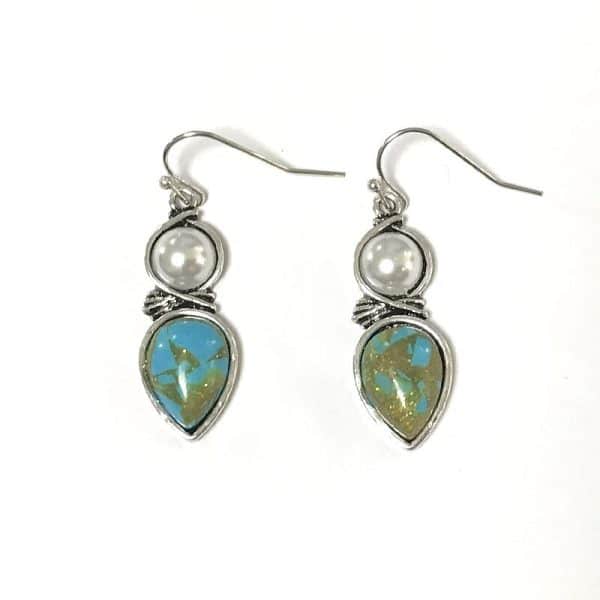 Vintage ethnic water drop blue stone earrings