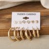 Metallic Element C Type Earring 6-piece Set