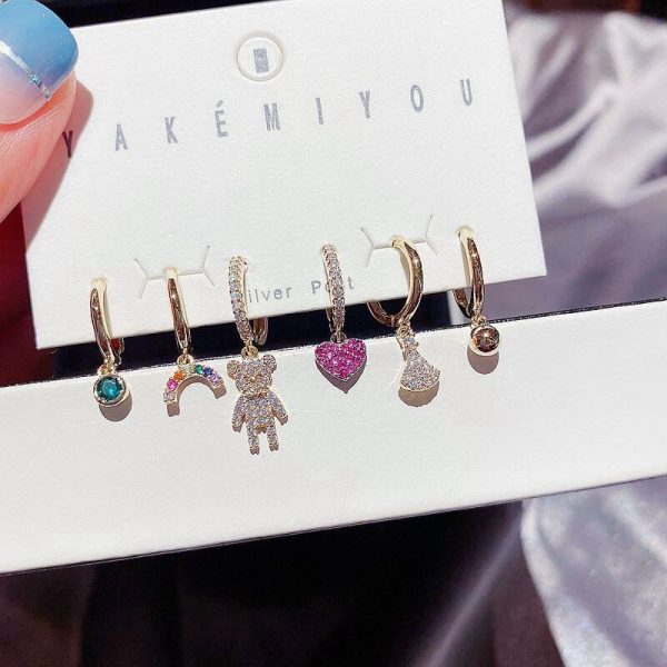 High-end Korean cute girl bear earring set