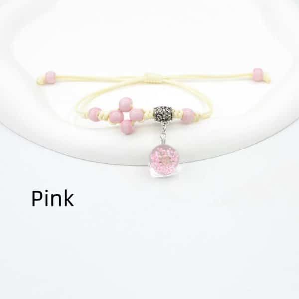 Glass Dried Flower Bracelet Real Flower Lace Flower