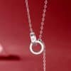 Silver Necklace Moissanite Interlocking Pendant For Women