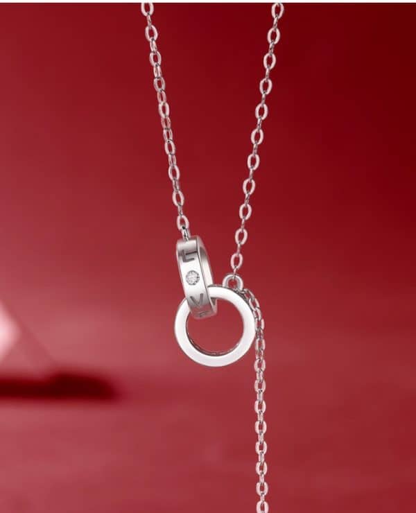 Silver Necklace Moissanite Interlocking Pendant For Women